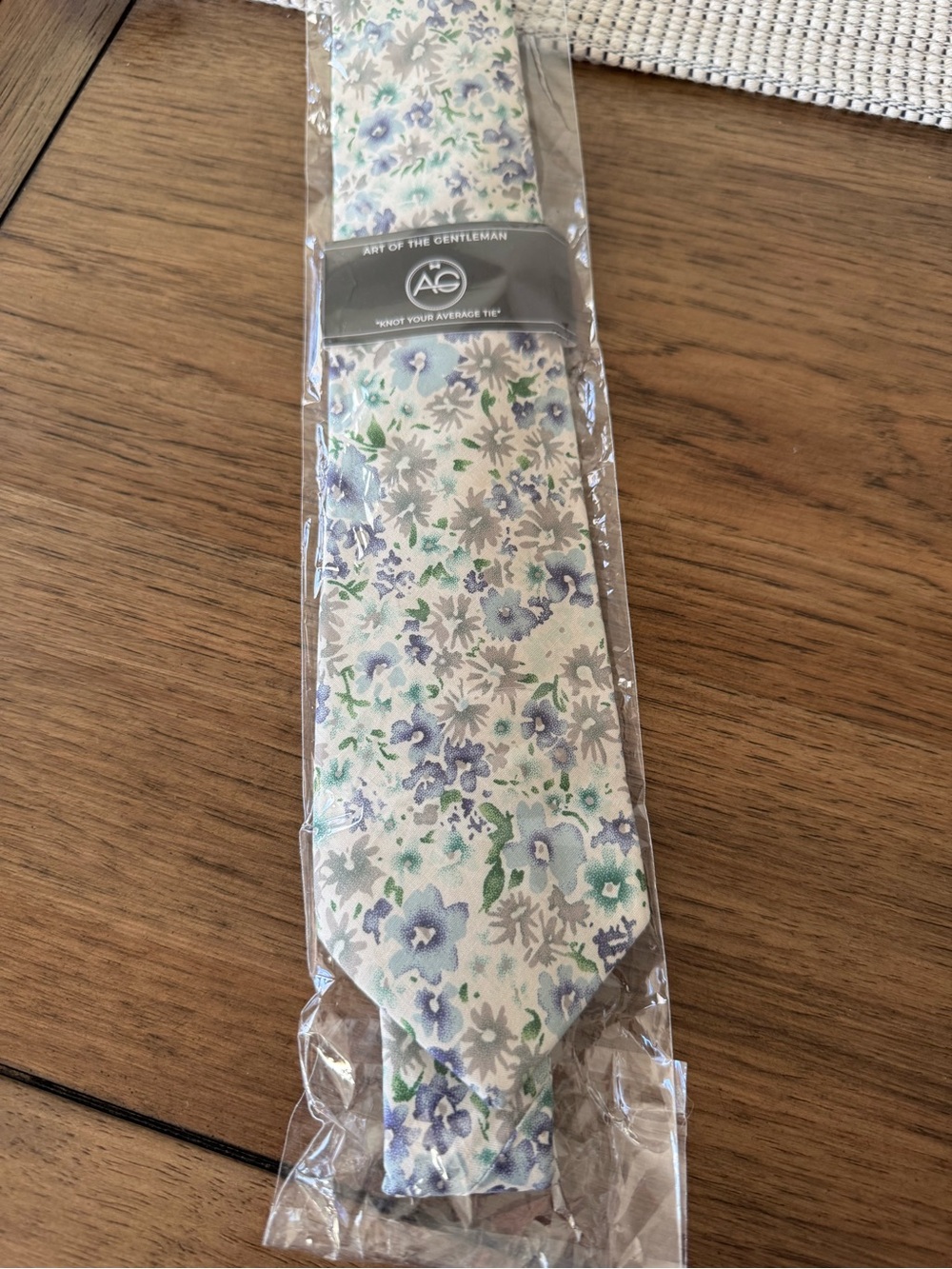 Art of the Gentleman Floral Neck Tie in Light Blue & Green